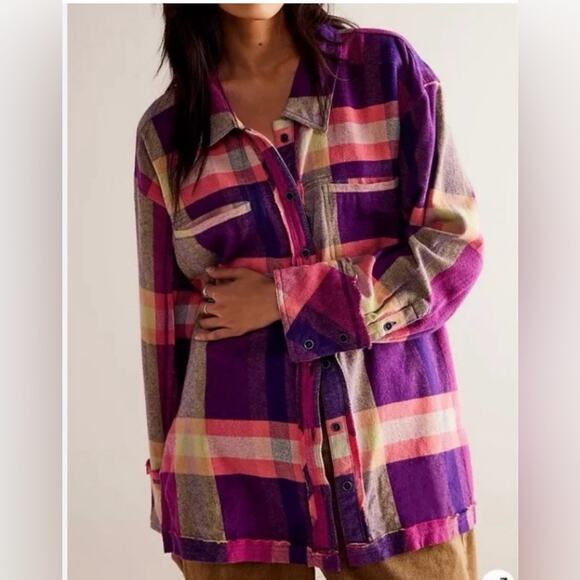 We The Free Tops - Free People We The Free So Long Summer Preppy Plaid Button Up Boho Flannel Top
